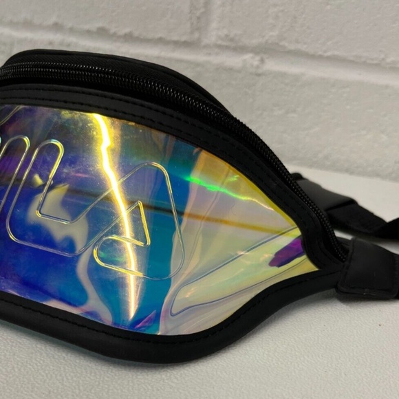 FILA Clear Iridescent Crossbody Sling Fanny/Waist Pack Belt Black Trim - Picture 8 of 10